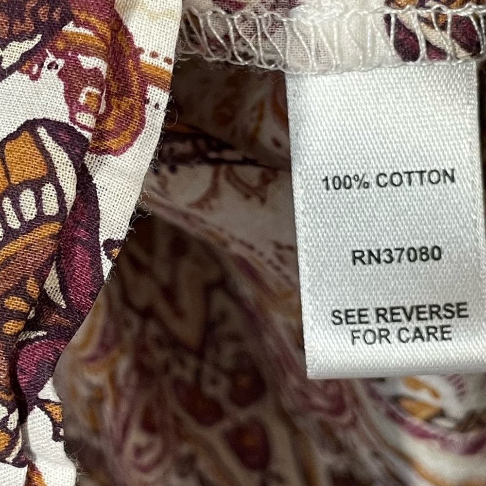 Cato Paisley Stripe Square Neck Patchwork Blouse Burgundy Cream Plus Size 22 24 - Picture 7 of 9